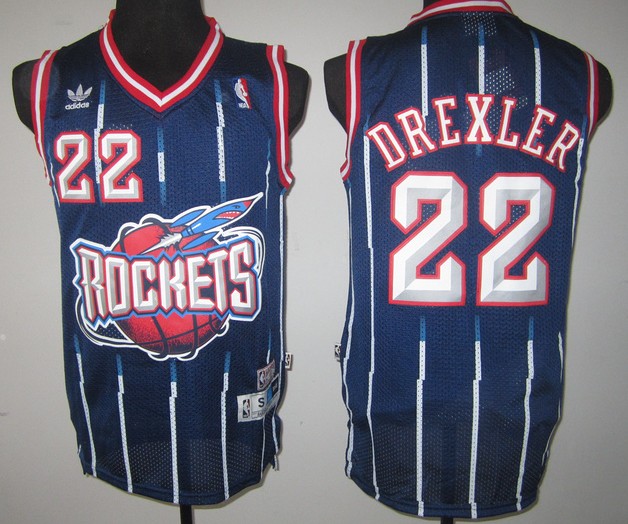  NBA Houston Rockets 22 Clyde Drexler Hardwood Classic Fashion Swingman Blue Jersey